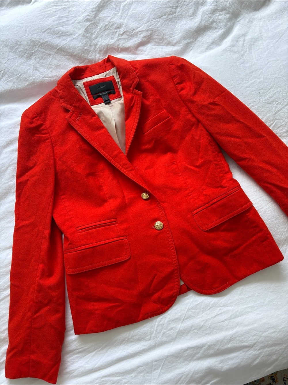 J. Crew Orange Schoolboy Tailored Blazer with Gold Buttons
